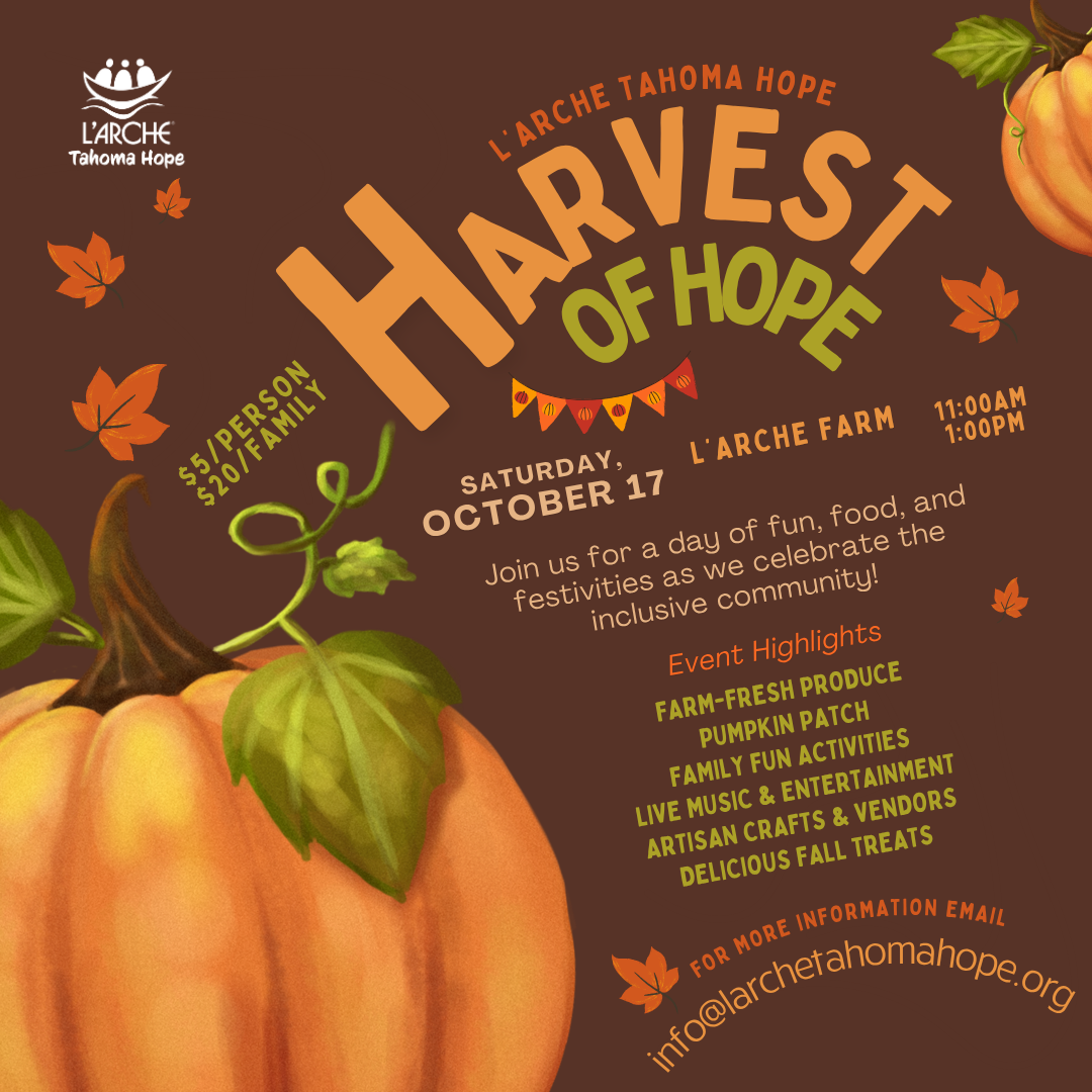 Harvest of Hope image with event details described below. 